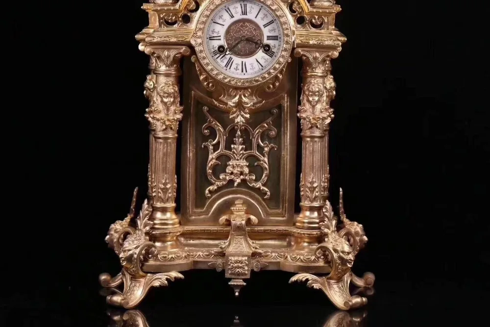 75 cm Europe retro Bronze gild building Mechanical Swing Table Clock timepiece