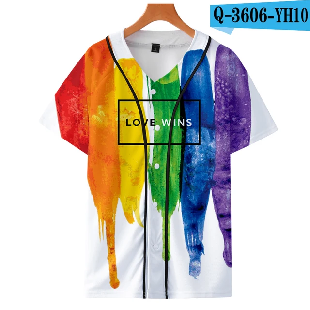Lgbtレズビアンゲイbisexualsトランスジェンダー虹印刷半袖野球ユニフォーム男性 女性カジュアルなジャケットの服 ジャケット Aliexpress