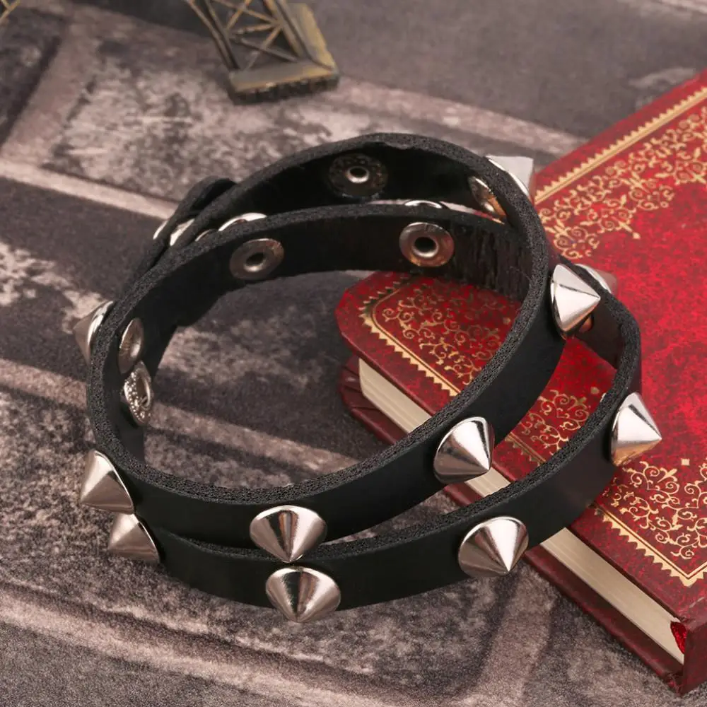 Сексуальный имитирующий кожаный браслет с заклепками и шипами из нержавеющей стали, оберточная цепочка для рук, высокое качество