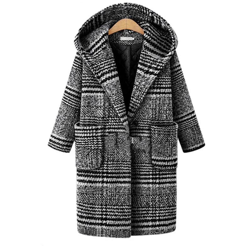 2018 Winter European Style Plus Size XL- 5XL Women Wool&Blends Paid Jackets Hooded Basic Coats Black Outerwear Dollar Price 2018 Winter European Style Plus Size XL- 5XL Women Wool&Blends Paid Jackets Hooded Basic Coats Black Outerwear Dollar Price