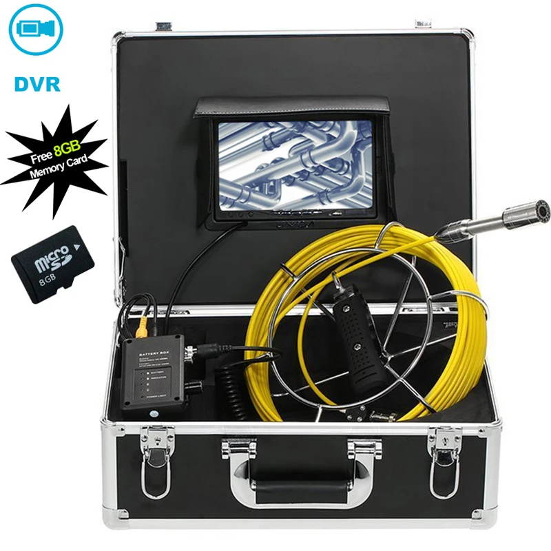 

7"LCD 20M Fiberglass Cable Sewer Drain Pipe Inspection Camera System 1000TVL 23mm Lens Industrial Endoscope With DVR Function