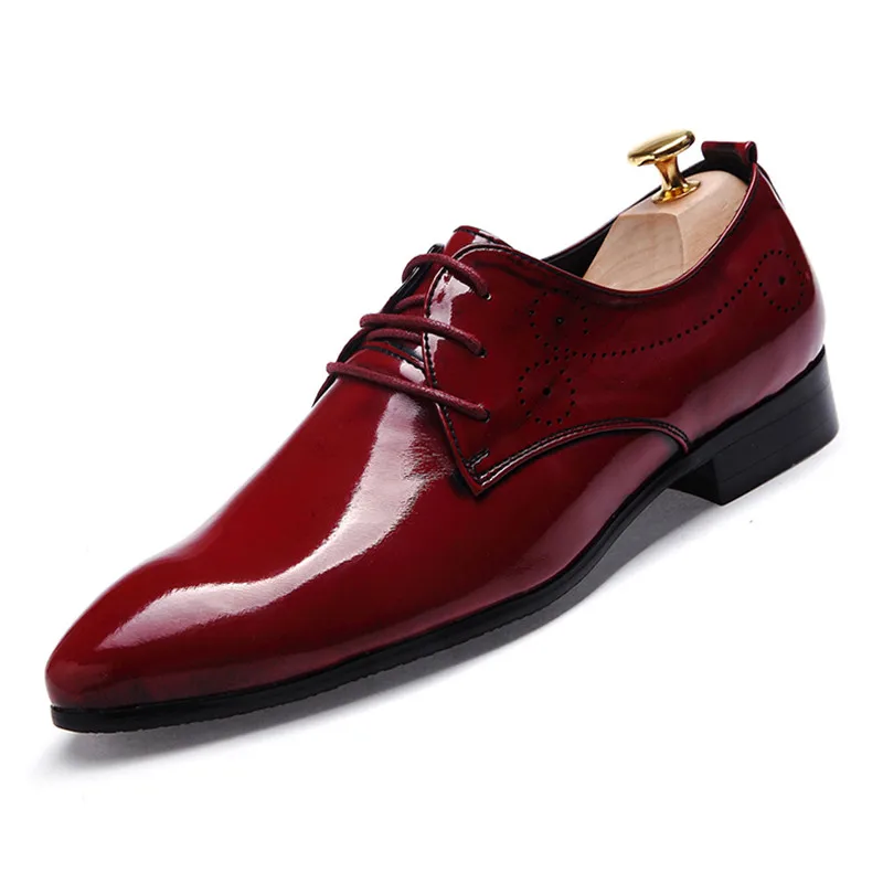 Mens Leather Patent Slip On Shoes Burgundy Mens Leather Patent Slip On Shoes Burgundy