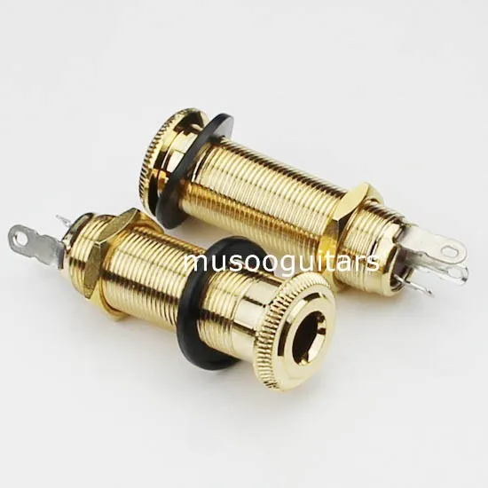 One Pcs Guitar Or Bass Barrel Input Jack Gold Stereo Or