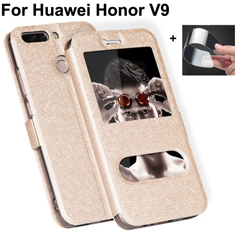 Кожаный флип чехол с окошком спереди для Huawei Honor V9 5 7 дюйма телефона V 9 задние