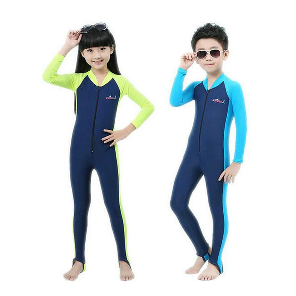 

Children Lycra Conjoined Swim Wetsuit Block Uv Surf Bathing Suit Sea Diving Floating Snorkeling Clothing Swimsuit Sun Protection