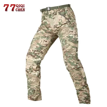 

QIQICHEN Lightweight Removable Military Pants Men Quick Dry Camouflage Tactical Pants Breathable Leg Detachable Army Trousers