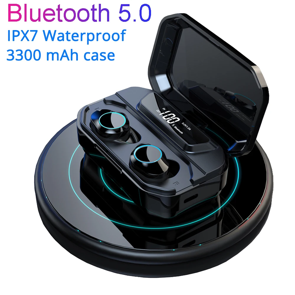 

ACGAM G02 TWS Bluetooth 5.0 Earphones 6D Surround Subwoofer Wireless Earbuds IPX7 Waterproof Handsfree Headsets with Mic