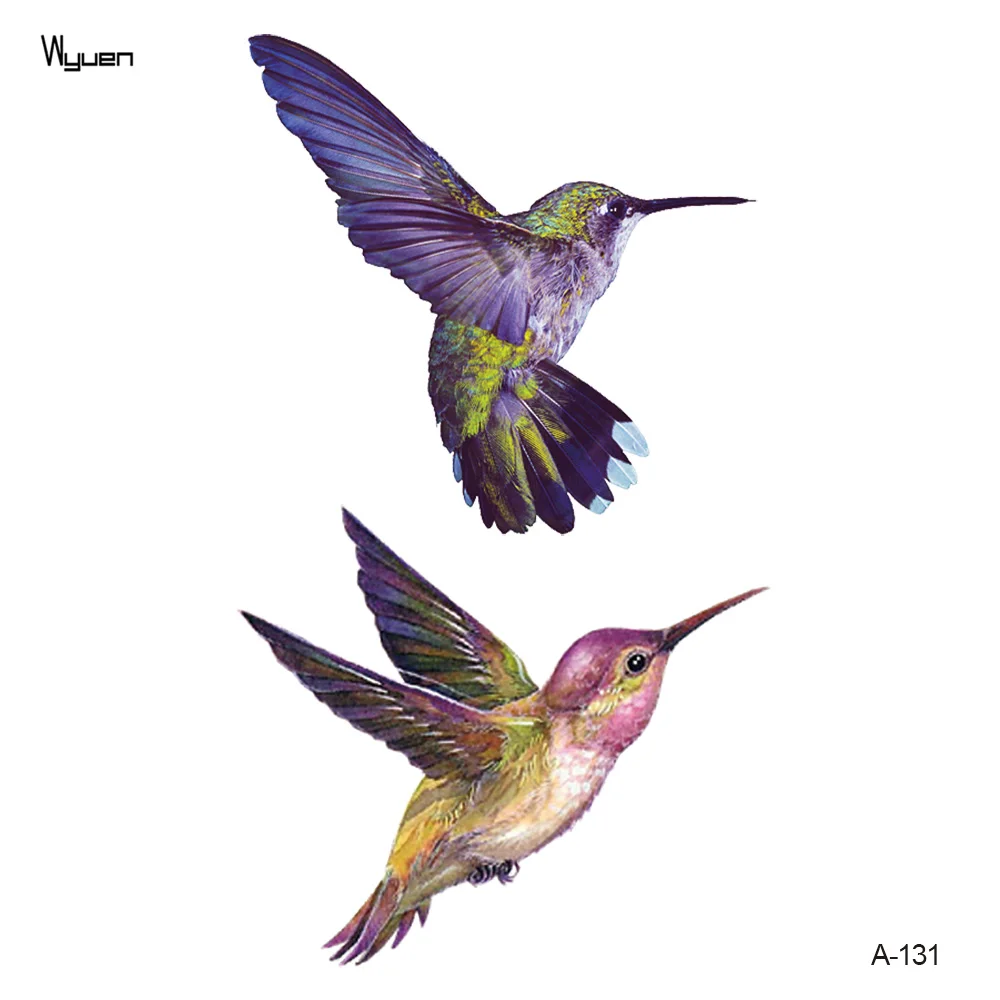 

Wyuen New Design Hummingbird Fake Tattoo Original Flower Waterproof Temporary Arm Tatoo Stickers Body Art Bird Tattoos A-131