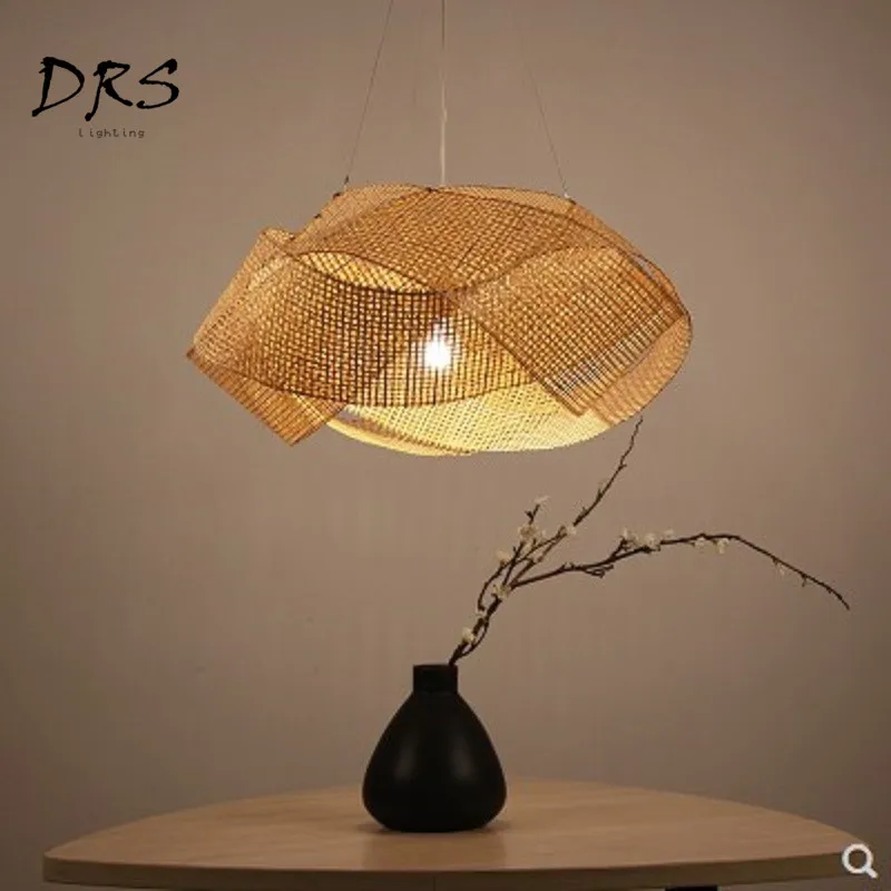 

Southeast Asia Chandelier Bamboo Lights New Chinese Luminaire Suspendu Hanging Lamp Hand-made Rattan Knitted Lantern Fixtures