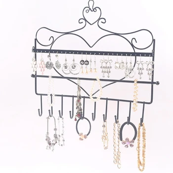 

Wall-Mounted Earrings Storage Bag Hanging Closet Jewelry Storage Rack Black