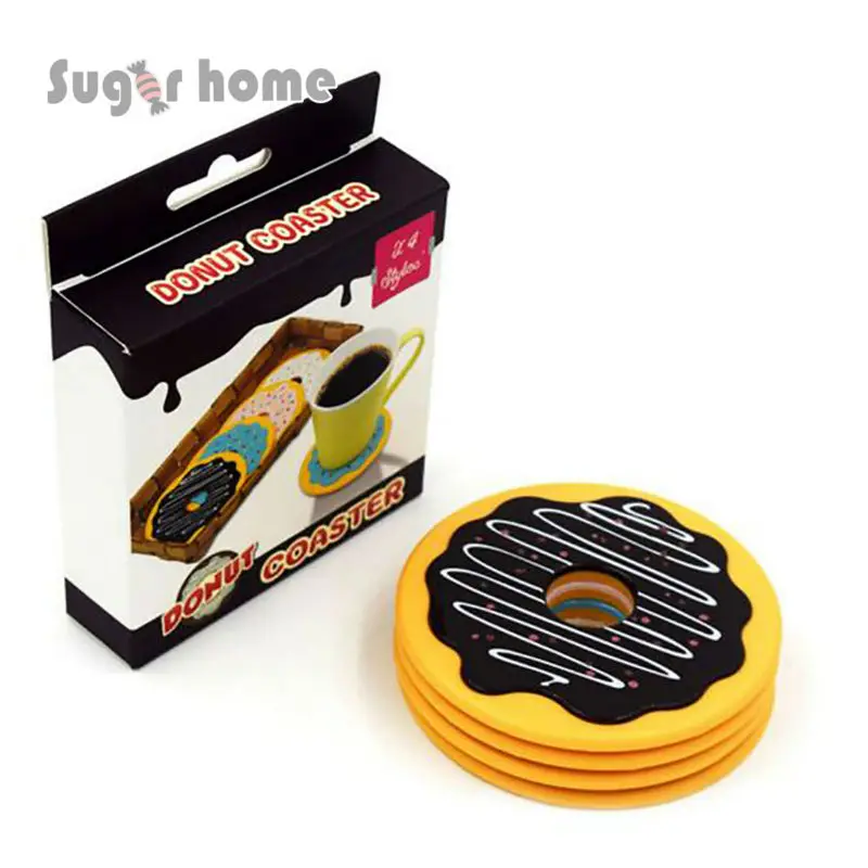 4pcs/lot Creative round donuts Coffee Placemat Whiskey glass mat Cup
