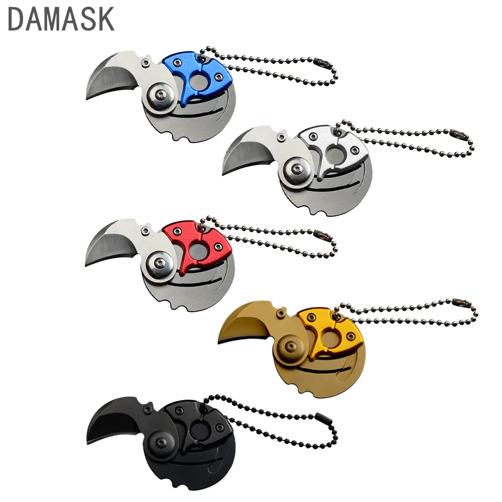 

5 PCS Set DAMASK EDC Keychain Coin Knife Portable Mini Outdoor Karambit Folding Knife Stainless Steel Sharp Blade Key Ring Knife