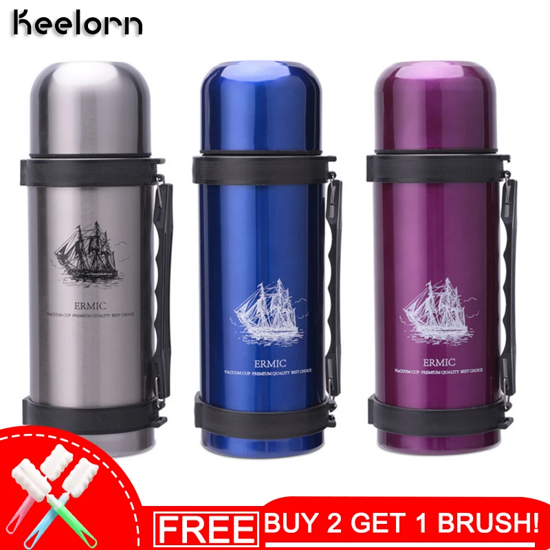 

Keelorn 1000ml Vacuum Flasks Thermos Cup High Quality Stainless Steel Large Capacity Outdoor Travel Portable Thermal Vacuum Cups