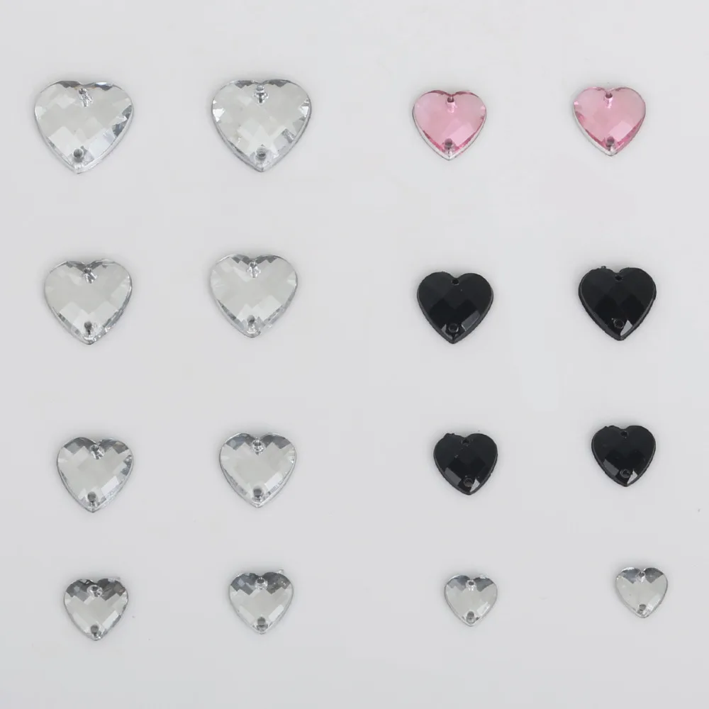 

New Arrival Rich Size Love Shape Rhinestone Brads Sew on Rhinestones Acrylic Rhinestone Buttons,Sew On Stones Gems DIY