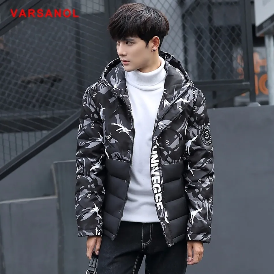Varsanol бренд Для мужчин пуховик зимой теплая верхняя одежда 70% утка вниз куртка для Для мужчин пальто с капюшоном на молнии с шляпа Новые