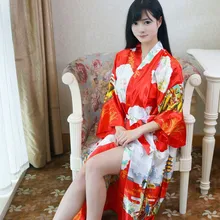 Большие размеры, модное женское летнее соблазнительное кимоно, длинный халат, красный цвет, женская ночная рубашка из вискозная юката, Pijama Mujer Mds008