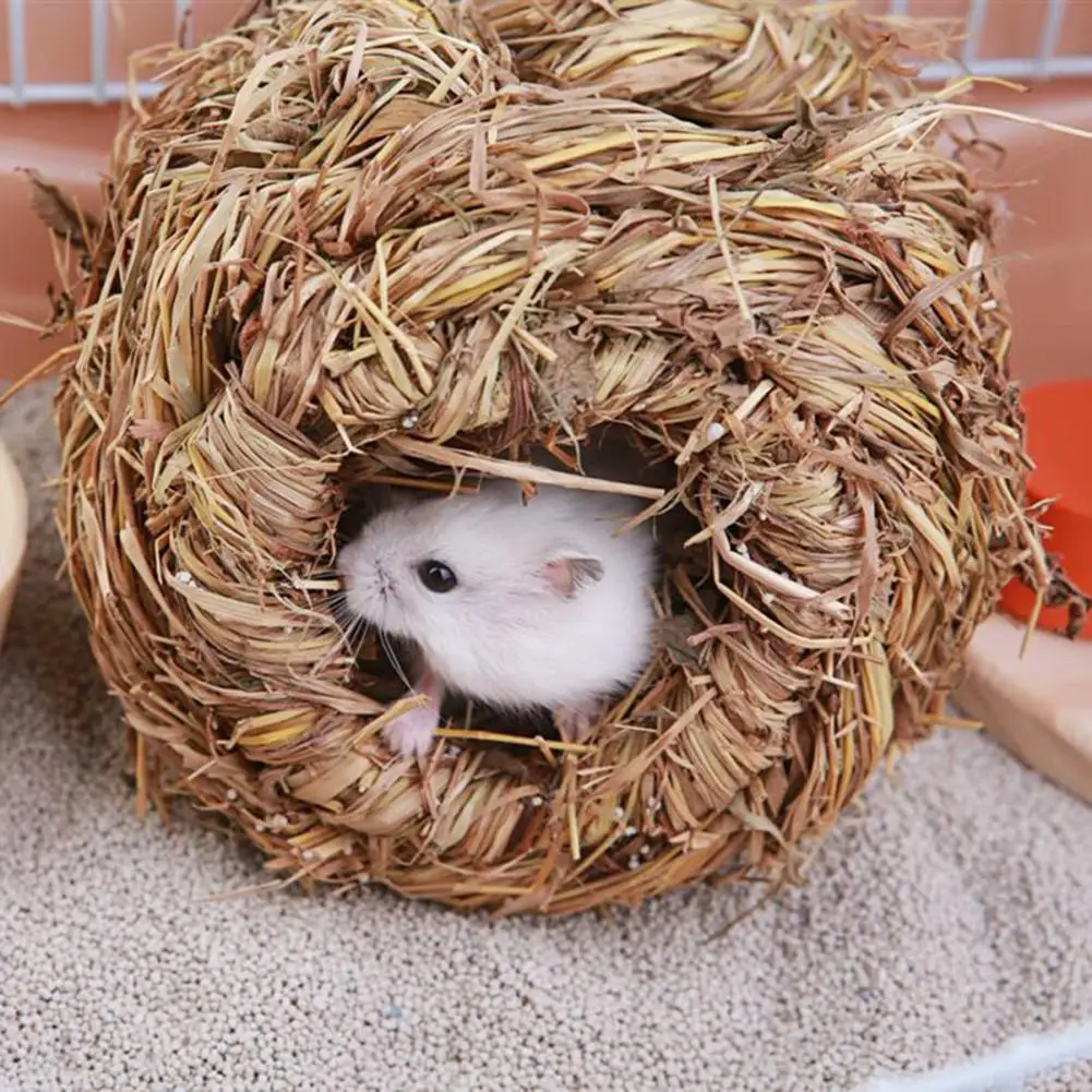 

hot!Pet Woven Grass Straw Small Rabbit Hamster Cage Nest House Chew Toy Hedgehog Bed