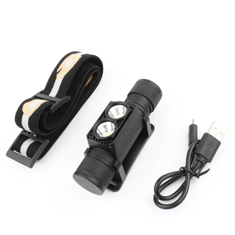 US $14.24 1100LM LED Headlight Mini White Light Head Torch USB Charger 18650 Battery Headlamp Camping Hunting Flashlight