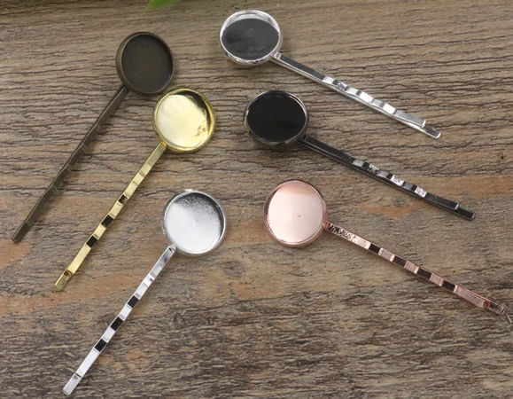 

100pcs Antique Bronze/Gold/Silver/Black Barrettes Hair Bobby Pin clips with Cabochon 10mm,12mm,14mm Pad Tray,Jewelry Accessories