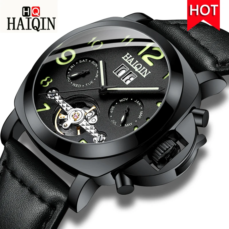 

HAIQIN 2019 Men's Watches mechanical military wrist watch mens watches top brand luxury reloj hombre automatico