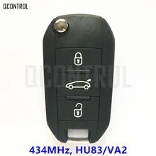 QCONTROL автомобиль дистанционного ключа для peugeot 208 2008 301 308 3008 408 4008 508 5008 Hella 434 МГц HU83 или VA2 лезвие