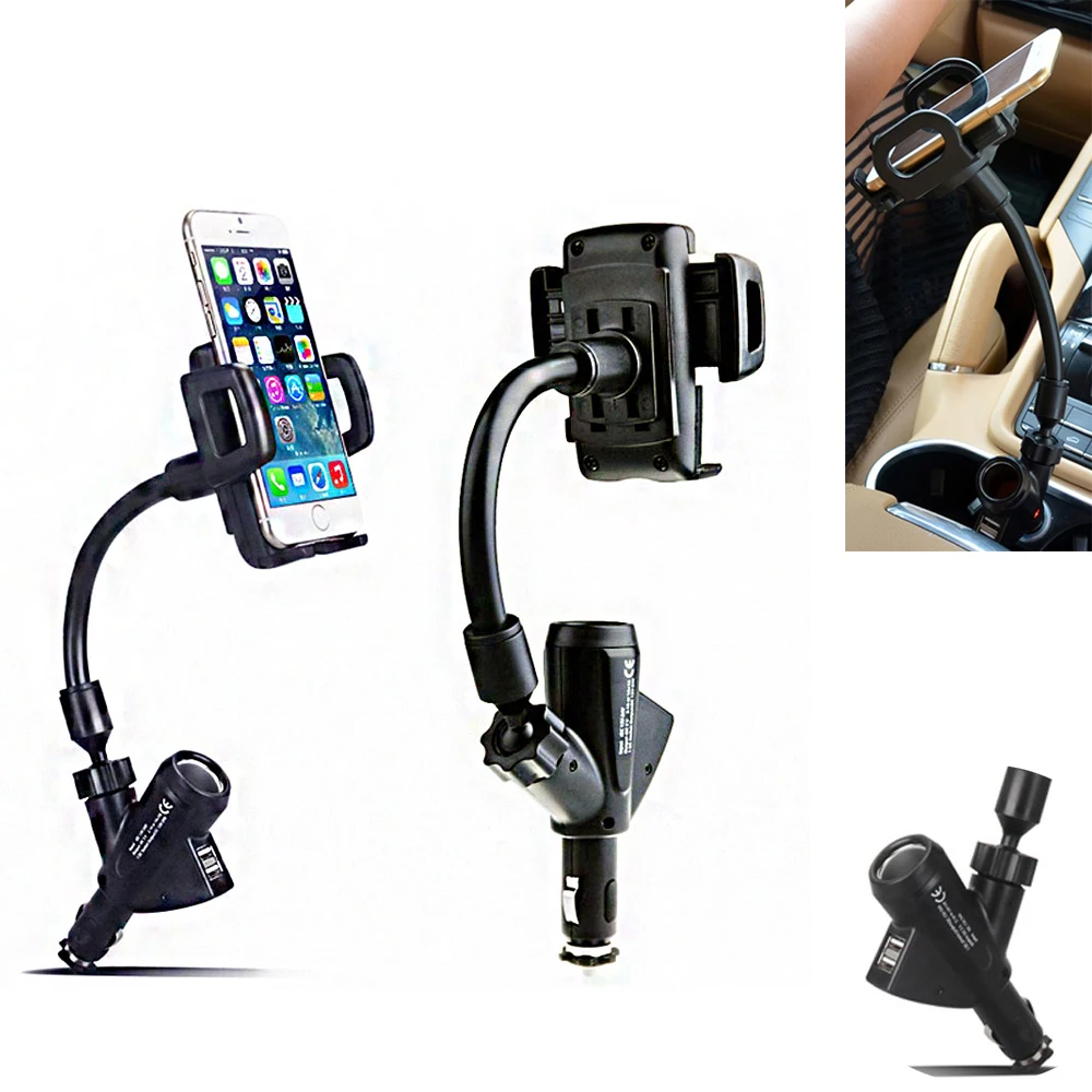 

Universal mobile car charger car bracket car navigation with 2 USB 360 degree rotating tablet bracket mobile phone bracket