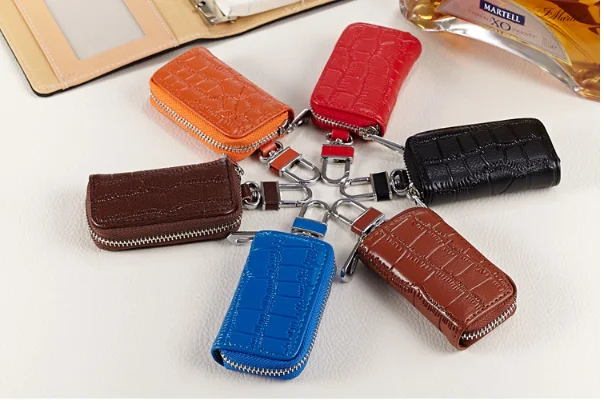 Hot Sale Leather Car Key Case Wallet For Men, High-Grade Leather Car Key Bag Stickers Diamond Crocodile Pattern