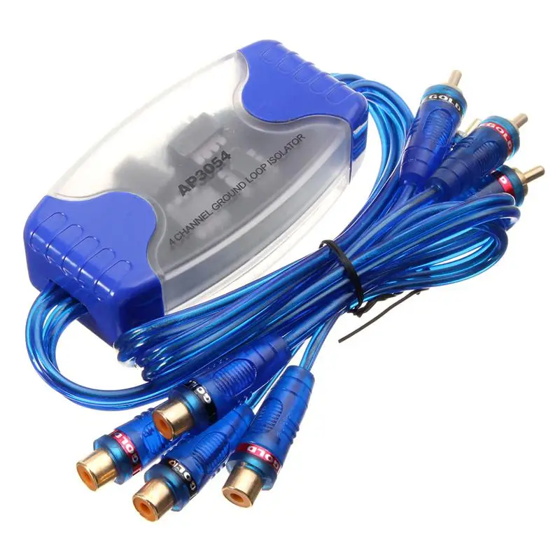 Новое поступление, горячая распродажа универсальный синий линия Шум звук Элиминатор 4 канала RCA контура заземления Изолятор 9 см x 4,5 см x 2,2 см