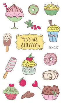 

Temporary Fake Tatoo Kids Tattoo Sticker Candy Ice Cream Cake Tatto Tatouage Waterproof tattoos Stickers For Girl Boy Children