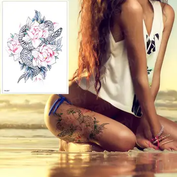 

temporary tattoos for women leg shoulder tattoo rose and snake tattoo fake water transfer tattoo watercolor body art thigh tatto
