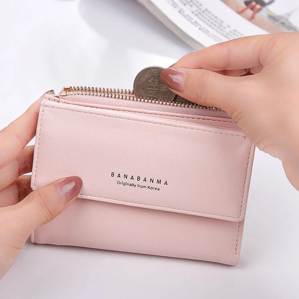 Женский кожаный кошелек с узором для монет, короткий кошелек с карманами, отделение для банкнот, держатель для карт, кошелек, сумка