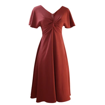 

Spring / Summer 2019 New Retro 50s60s Slim A-Line Dress Fashion Casual Temperament Short Sleeve V-neck Party Dresses