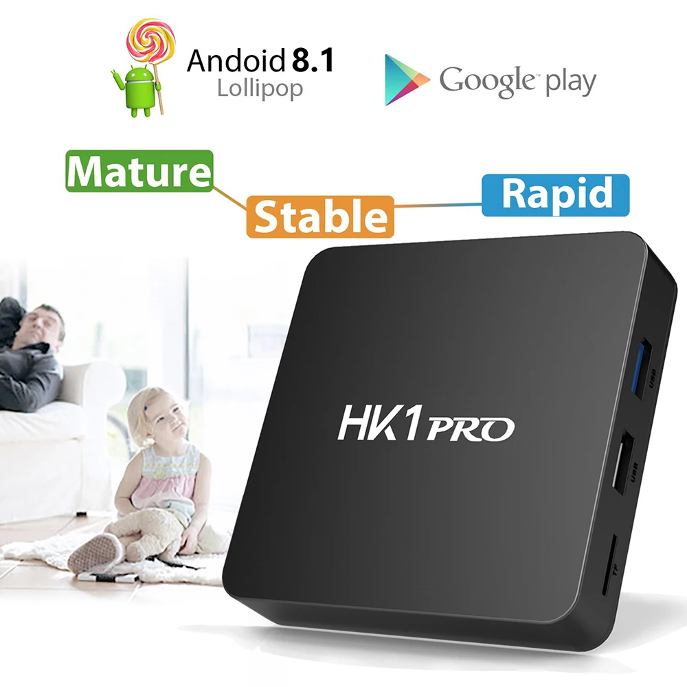 HK1 PRO Smart tv BOX Android 8,1 S905X2 LPDDR4 4 + 64 Гб 2,4 ГГц и 5 ГГц Wifi Bluetooth 4 к 3D медиа-игра приставка стебель Assistent