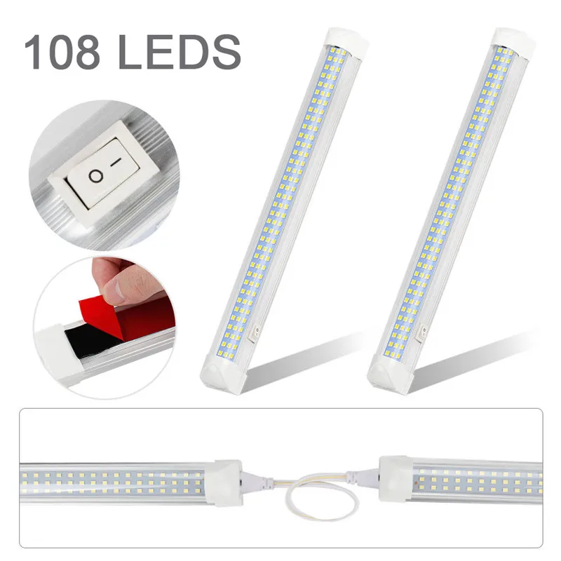 

2Pcs 108LED 12V Universal Super Bright COB LED Interior Light Bar Strip with ON/OFF Switch for RV Van Truck Lorry Camper Boat