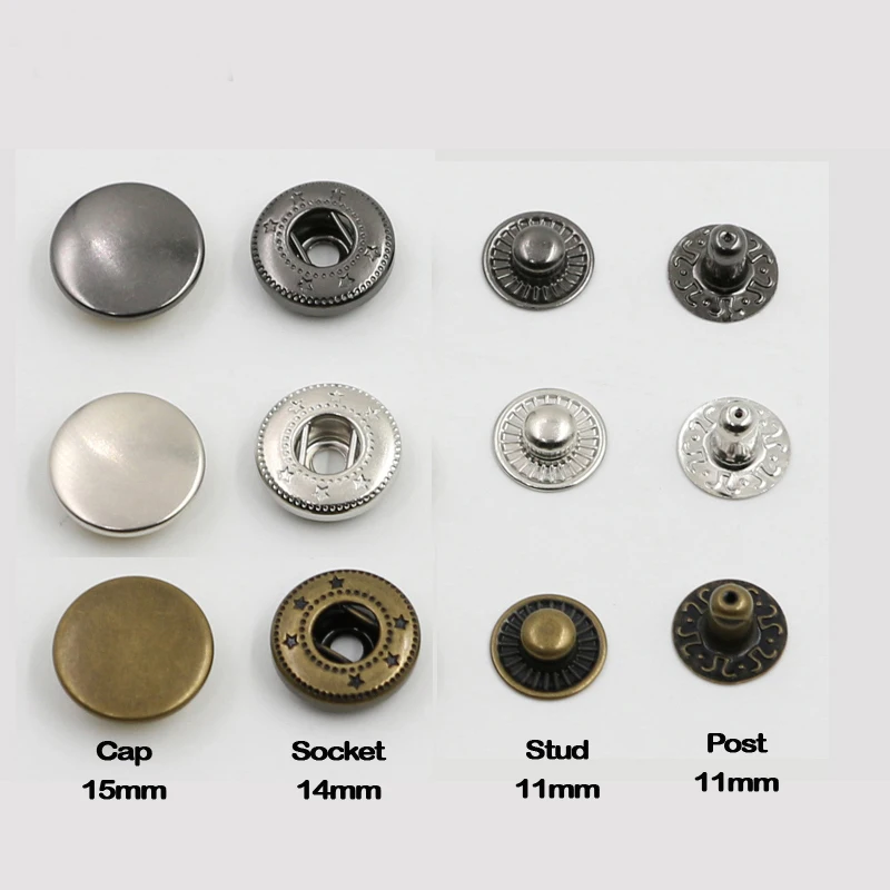 

Wholesale 90sets/lot 15mm #484/831 four part brass metal button spring snap button snap fasteners silver, bronze, black FP-003