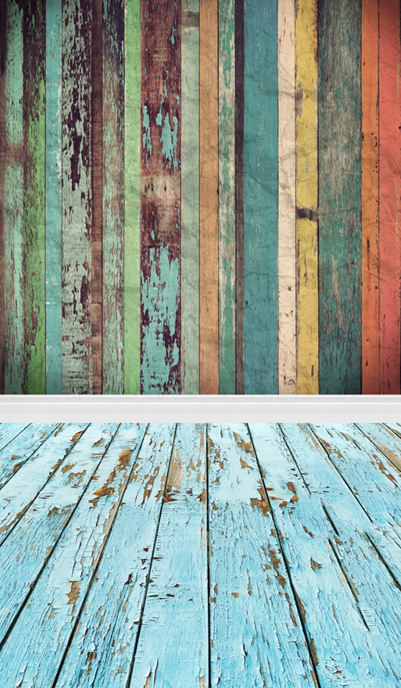 Custom Size Multi Colored Peeling Solid Wood Floor Photo Studio
