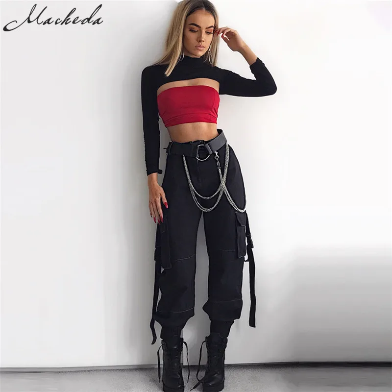 Macheda New Casual Joggers Black Women Hip Hop Streetwear Pants High Waist Loose Female Trousers Fashion Ladies Pants Macheda New Casual Joggers Black Women Hip Hop Streetwear Pants High Waist Loose Female Trousers Fashion Ladies Pants