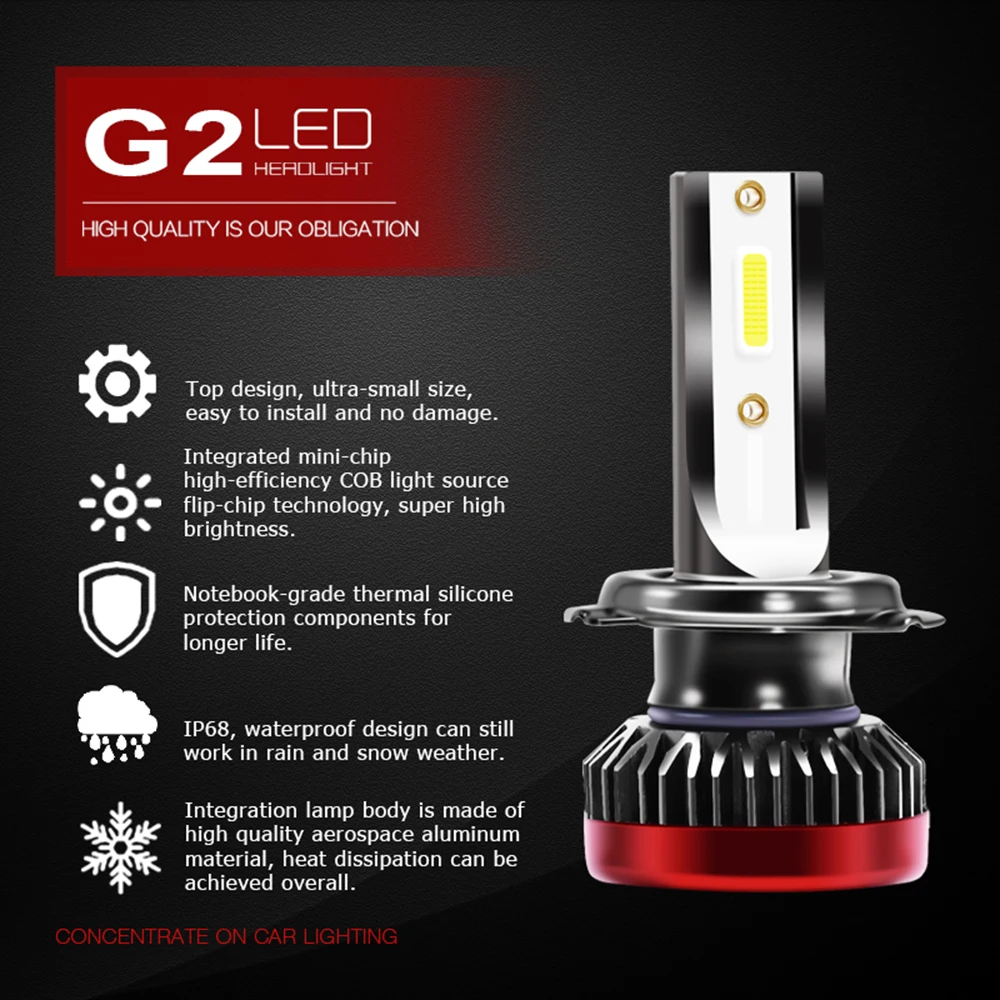 Светодиодный мини фары 2 шт. H7 H11 H1 76 Вт 8000 лм 6000 К 9005 9006 9012|Передние LED-фары для авто|
