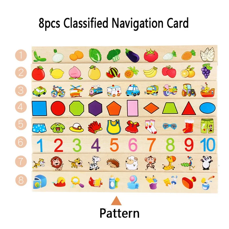 88pcs/Lot Wooden Matching Classification Box Toy Children Early Education Puzzle Digital Fruit Character Cognitive Toy Gift