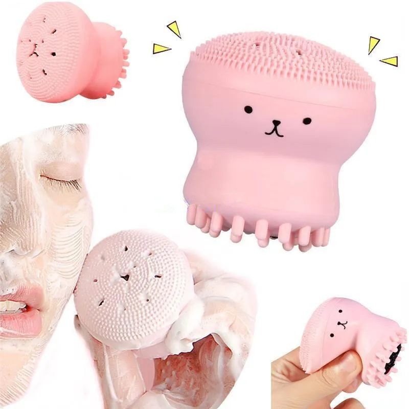 

Beauty Face Skin Care Cleaning Tools Cute Octopus Jellyfish Facial Cleansing Brush Facial Puff Massage Exfoliating Wash Tools