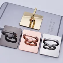 HOT Rose-Gold Color Plating Metal Square Finger Ring Bracket Mobile Phone Socket Holder Magnetic Car Bracket Stand Accessories