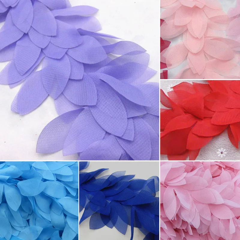 

1 Yard Lovely 3d Leaves Lace Flower Chiffon Flowers Trim Lace Fabric Ribbon Diy Sewing Accessories&home Wedding Party Decoration
