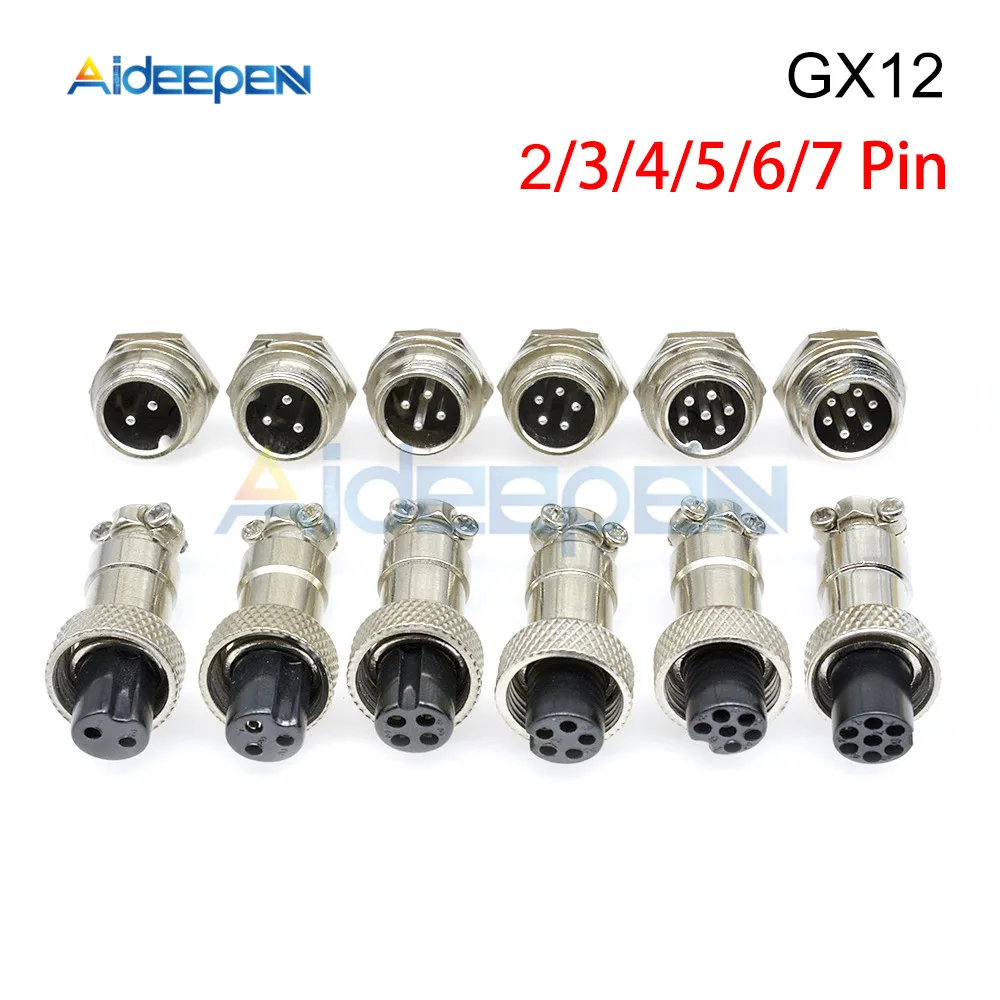 10Pcs GX12 2/3/4/5/6 Pins 12mm Screw Type Aviation Connector Power Plug Socket Y