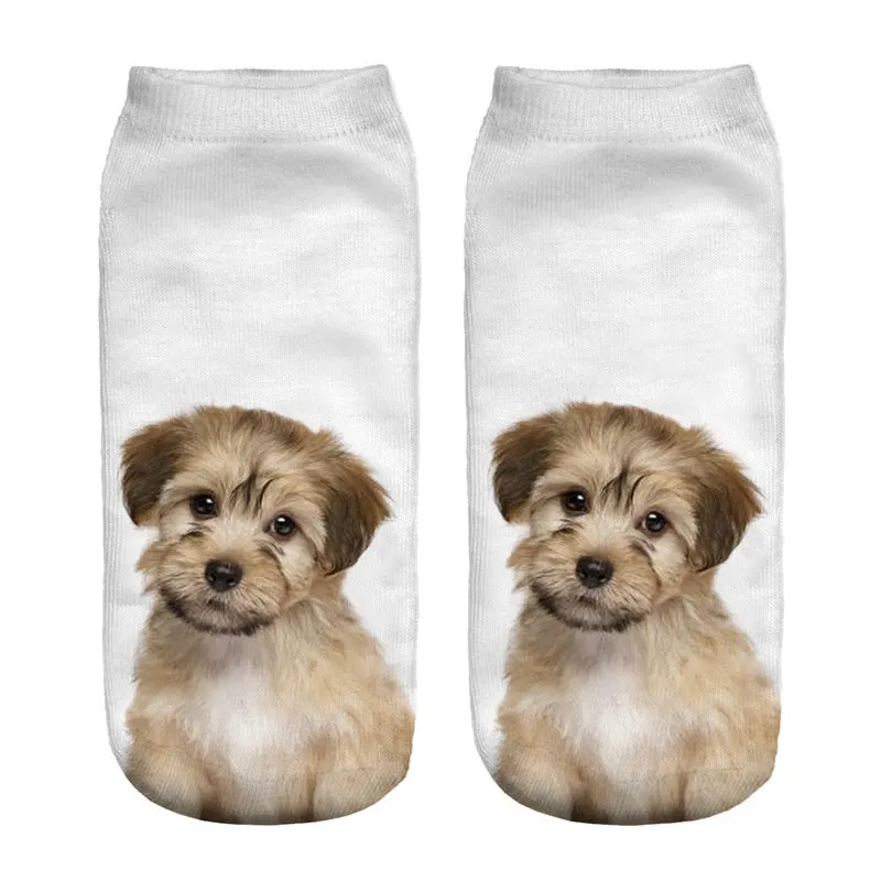 Women Schnauzer Short Socks Young Lady Girls Casual Cute 3D Dog Anklet Print Cotton Socks for Summer (6)
