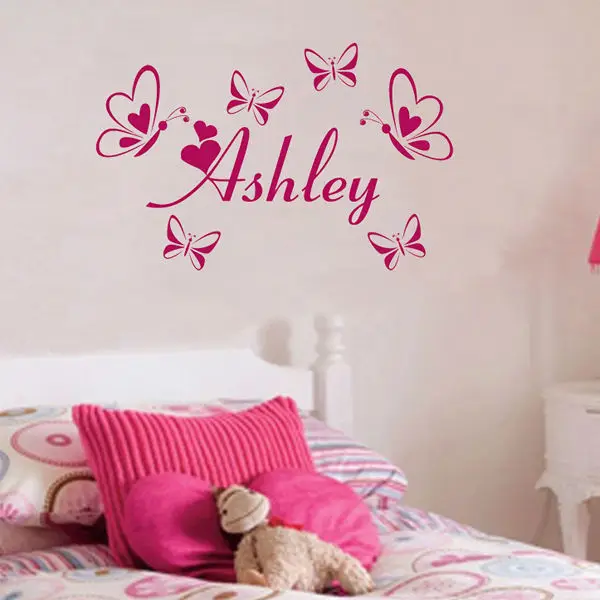 Dctop personalizado nombre y mariposas vinilo decoración diy niño ...