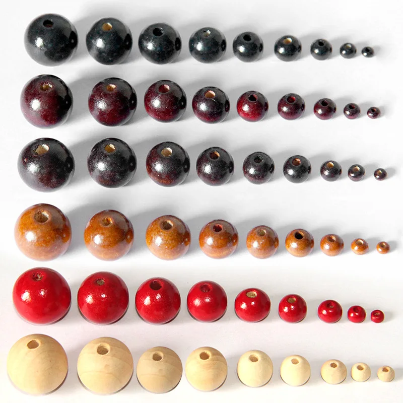 

60pcs Multi-color multi-size Wood Loose Beads Ball Production Handmade Beaded Processing Jewelry accessories