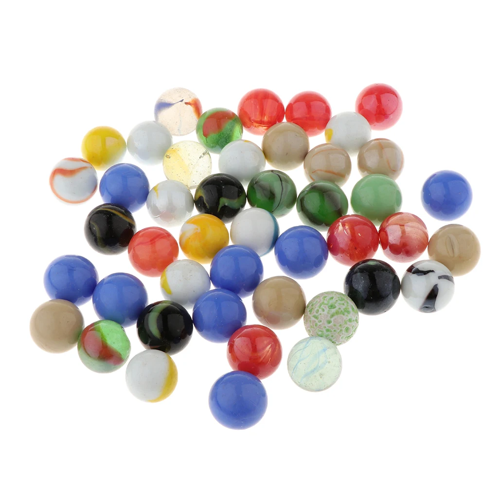 45 Pieces of 16mm Colored Glass Marbles, Kids Traditional Ball Game Toy Vase & Fish Tank Decoration