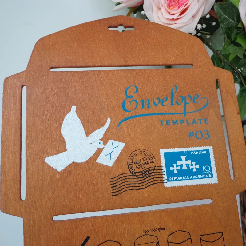 

5pcs Gift Envelope Wood Stencil Cutting Dies Envelope MakingTemplate Craft Creative Bag Box Wooden Manual Envelope Maker