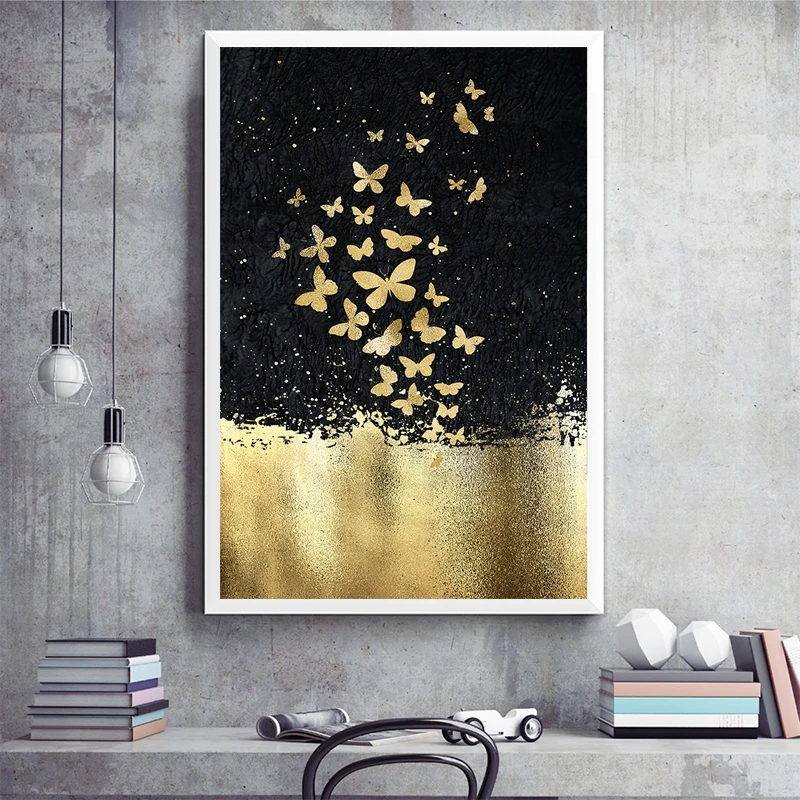 

Gold and Black Nordic Painting Artistic Canvas Art Dropshipping Posters and Prints Modern Wall Art Picture For Living Room