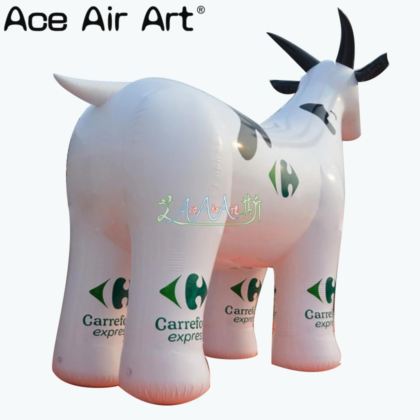  Custom cute large white inflatable sheep/goat animal replica with continuous inflating fan for adve